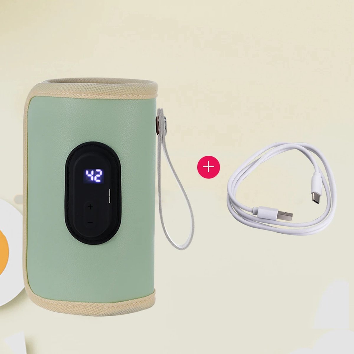 Goedkoopste Babymelkverwarmer Babyvoedingsflessenverwarmer, draagbare USB-flessenwarmer voor in de auto, buitenreisaccessoires Buiten draagbaar - Groen