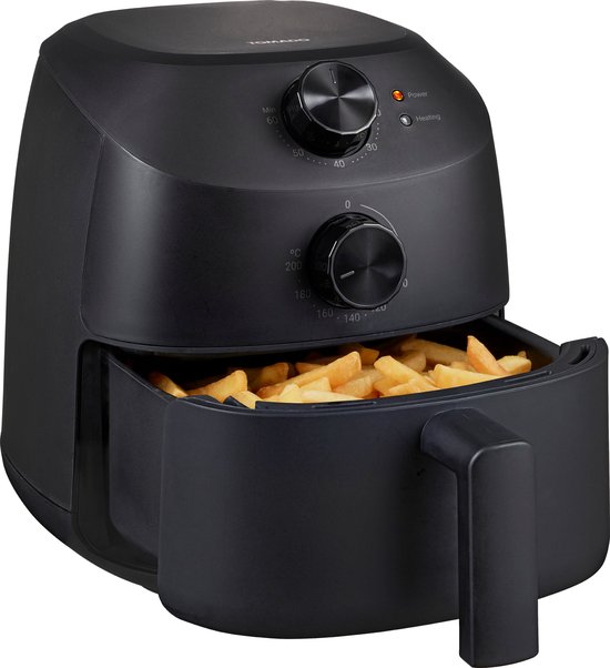 Tomado TAF2001B Mini Airfryer 2L | Heteluchtfriteuse compact voor 1-2 personen, PFAS-vrij, zwart