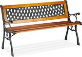 4goodz Klassieke Tuinbank met teak hout en metaal - Bruin/Zwart