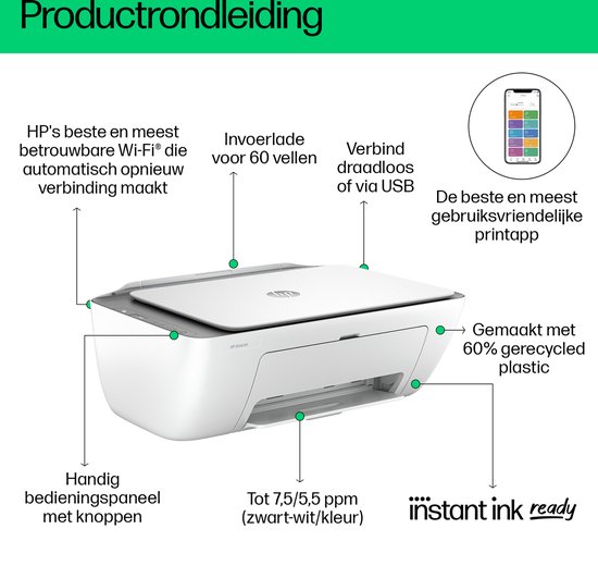 HP DeskJet 2820e - All-in-One Printer - Geschikt voor Instant Ink - Cement