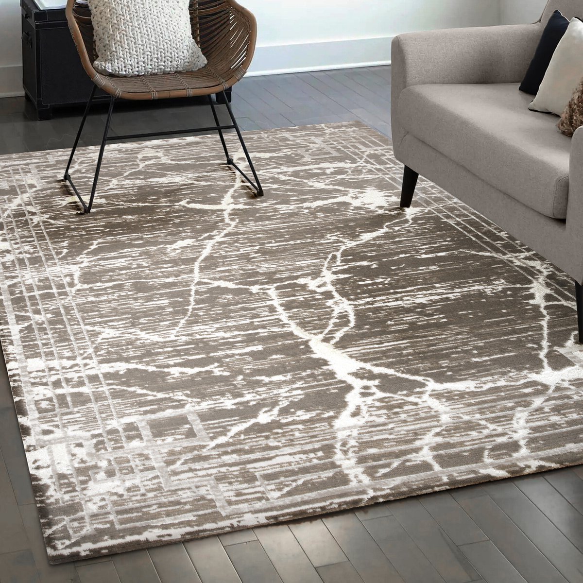 Fashion Relax Marmer - Laagpolig Vloerkleed - Modern - Luxe - Creme Beige- 200x280 CM