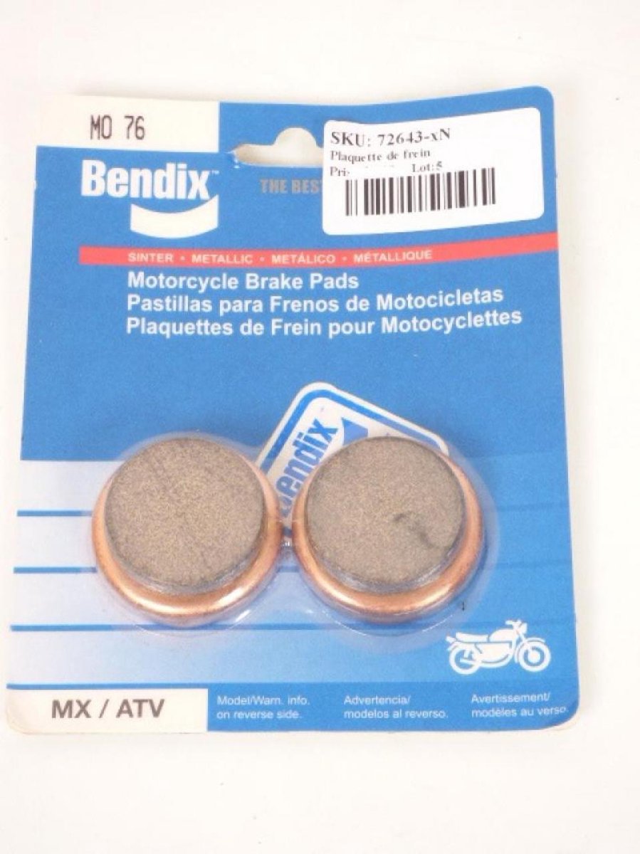 bendix remblokje voor quad atv yamaha 250 yfm 1989 1990 1991 mo76 nieuw