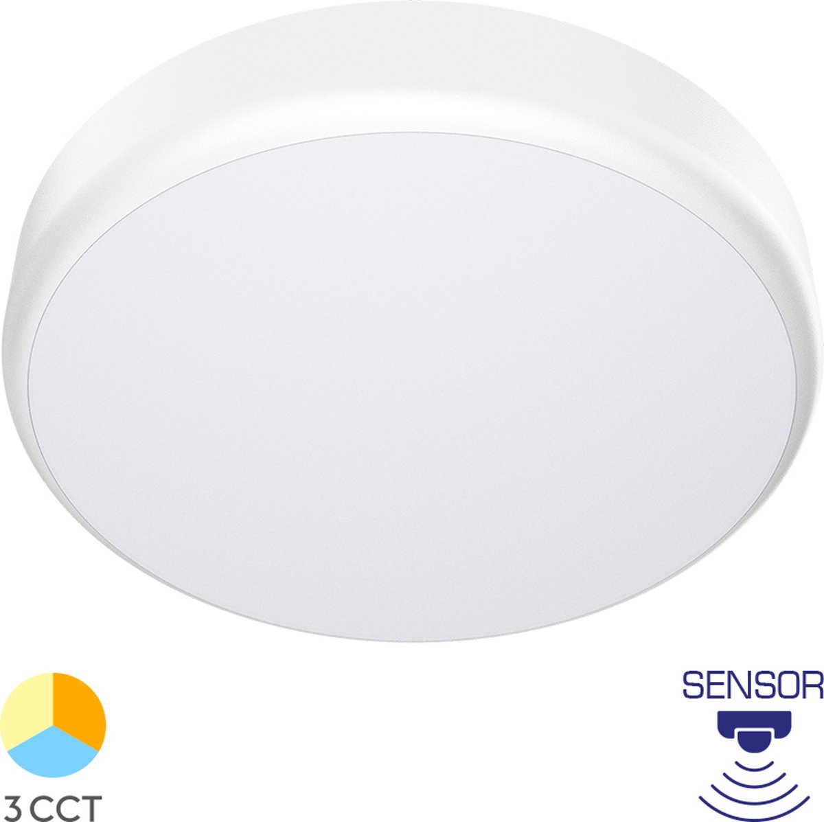GRANDE - LED Plafondlamp - 4IN1 Microwave Bewegingssensor - Aanpasbare kleur CCT - Aanpasbare watt 12/15/20w - 2000 Lumen - Wit - IP54 - 280mm