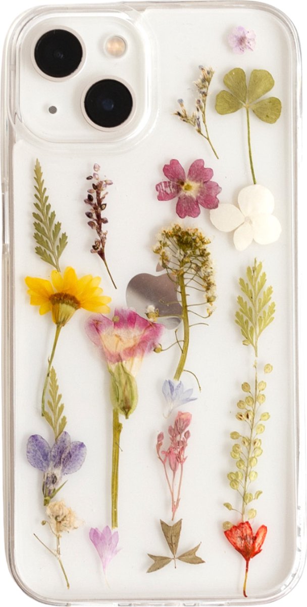 Casies droogbloemen hoesje geschikt voor Apple iPhone 16 Plus - gedroogde bloemen telefoonhoesje - Dried Flower Soft Case TPU - Transparant