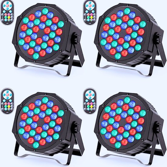 U`King Set van 10 led-schijnwerpers, 36 leds, podiumverlichting, RGB met afstandsbediening, discolicht, schijnwerper, verlichting, bewegende kop voor stage, DJ, party, show, bar, Halloween, Kerstmis