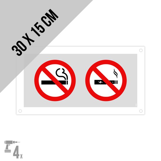 Pictogramme/panneau Dibond + perages | Non fumeur / E-cigarette interdite  | 30 x 15... | bol