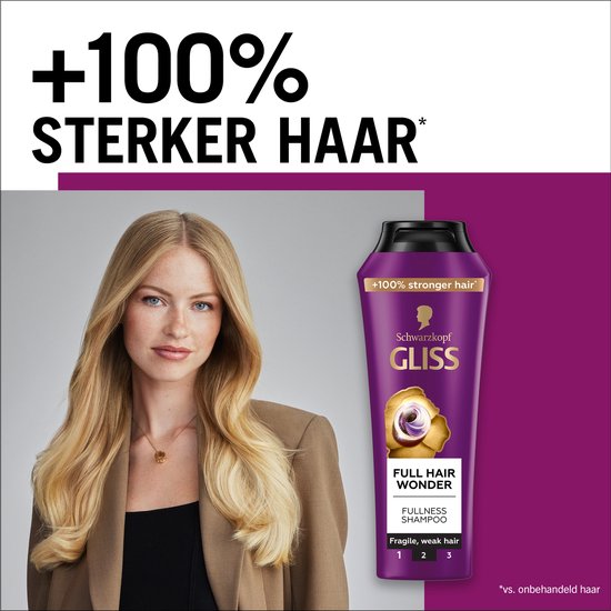 Gliss Full Hair Wonder - Haarverzorging - Shampoo - Voller Haar - Stimuleert Haargroei - Zwak en Breekbaar Haar - Voordeelverpakking - 6x 250 ml