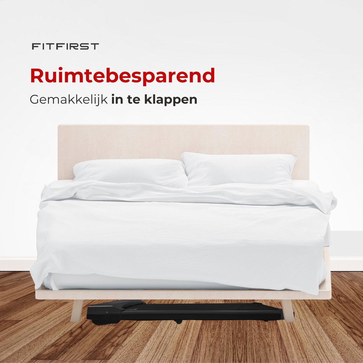Afbeelding 3 van FitFirst® Jogger - Loopband met ingebouwde Speakers en App - Inklapbaar en verrijdbaar - Met afstandsbediening - Display met Trainingsinformatie - Telefoonhouder - Bluetooth - Hometrainer Fitness - Ideaal voor onder bureau