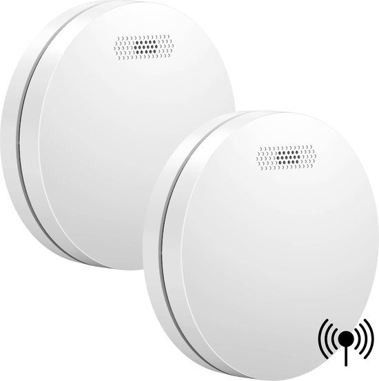 Aroha Link Hittemelder/Rookmelder - 10 jaar batterij - Aroha Sleep Line - Geen standby LED-licht - Slaapkamer vriendelijke brandmelder - Draadloos koppelbare hitte- of rookmelder - 2 set