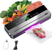 Machine à emballer sous vide 6 en 1 - Convient au type d'aliment utilisé - Utilisation humide et sèche - Coupeur intégré - Comprend un tuyau d'aspiration et 10 sacs sous vide