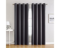 Gordijnen Donkergrijs - Verduisterend - Verduisterende gordijn met ringen - 1 stuk thermische gordijnen voor slaapkamer en kantoor - 100x250