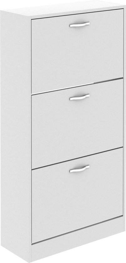 Vida Designs Schoenenkast met 3 laden, opbergkast voor schoenen, uittrekbare houten meubels, eenheid van hout, grenen
