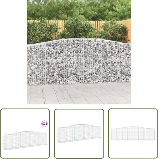 The Living Store Gabion - Barrière de jardin - 400 x 50 x 100/120 cm - Matériau durable - Construction stable - Large application - Crochets de gabion renforcés - Utilisation pratique - Couleur - argent - Matériau - fer galvanisé
