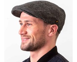Hatman of Ireland Flat Cap The Dubliner 100% Donegal Tweed Charcoal maat XL (60cm)
