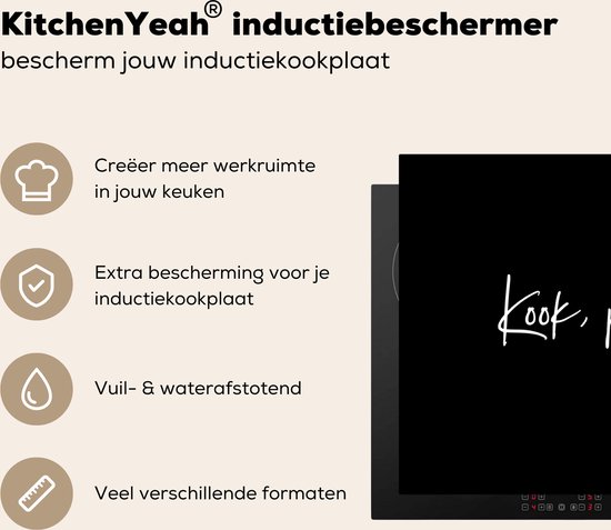 KitchenYeah® Protection plaque induction 83x51.5 cm - Noir - Citation - Cuisinez, dégustez, appréciez - Protege plaque de cuisson - Couvre plaque induction - Protecteur d'induction - Cuisine