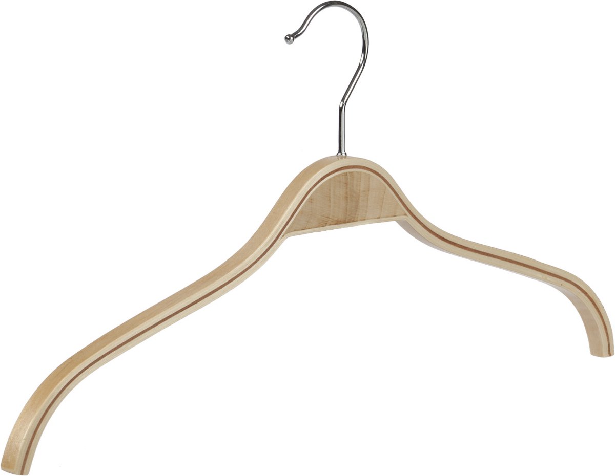 De Kledinghanger Gigant - Kledinghanger - Volwassenen - 7705 - 10 Stuks - Blousehanger - Shirthanger - Berkenhout - Naturel Gelakt - 38 cm - Kleerhanger (7705/10)