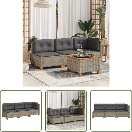 Oviala Tuinmeubelset, modulair, 5-zits, met chaise longue, grijs