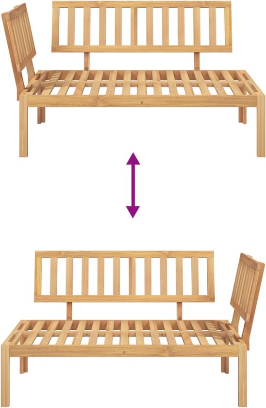 Canapé d'angle The Living Store en bois d'acacia - 133 x 92 x 69 cm - Canapé d'angle design modulable - Canapé lounge - Ensemble de jardin - Mobilier d'extérieur - Banc de jardin - Bois d'acacia - Mobilier Plein air