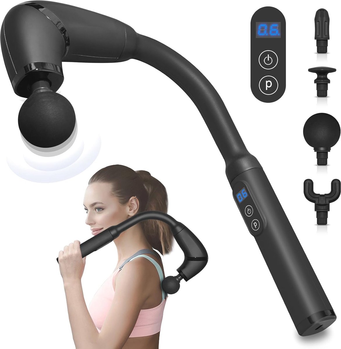 Goedkoopste Diep Weefsel Massagepistool - Elektrisch U-vormig Massageapparaat met 4 Koppen en 6 Snelheidsinstellingen voor Nek, Schouder en Benen