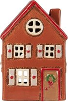 IB Laursen - Keramieken Huisje - waxinelichthouder - bruin/rood