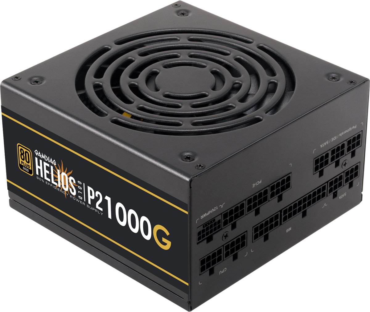 PC ATX3.0 Voeding Intern 1000 Watt GOLD Volledig Modulair – 80Plus GOLD 1000W PSU Computer Power Supply Sleeved Cables - 4x 6+2 PIN aansluiting voor videokaart en 12VHPWR 12+4 PIN - ATX12V v3.0 Compatible - Gamdias HELIOS P2-1000G