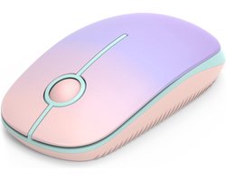 StayPowered Draadloze Muis - Stijlvol & Geruisloos Werken - 1600 dpi Precisie - 18 Maanden Batterijduur - Plug & Play - Voor Links- en Rechtshandigen - Betrouwbare 2,4G Verbinding - Compact & Draagbaar - Roos/Paars - Levering Sneller dan Aangegeven!