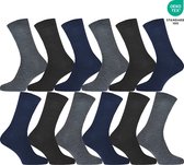 GIANVAGLIA® 12 Pack - Heren Sokken - 12 Paar - Effen - Zwart, Blauw en Grijs - Maat 39-42