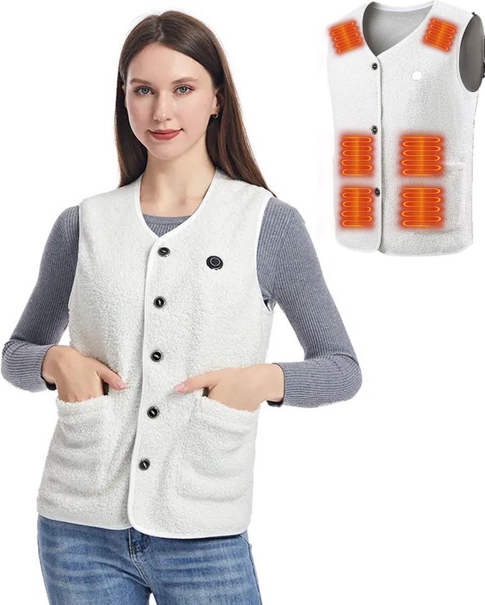 Govic® verwarmde bodywarmer verwarmd vest Dames en Heren warmte vest elektrisch verwarmd vest verwarmde kleding verwarmde jas thermo vest Wit