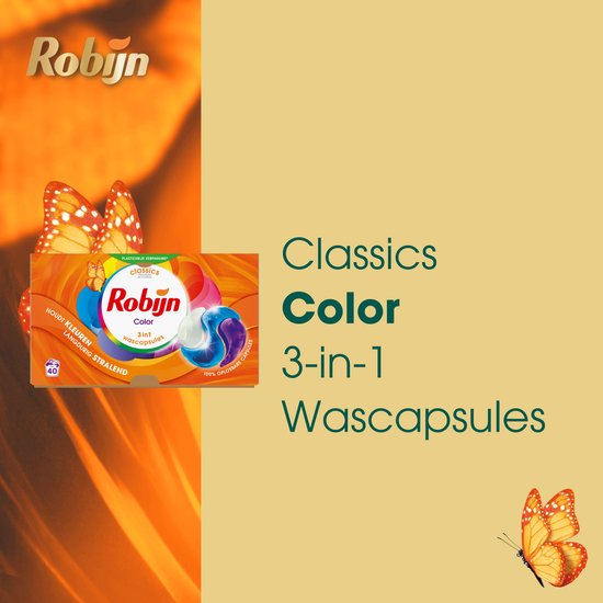 Robijn - Wasmiddel- 3-in-1 Wascapsules - Color - 3 x 40 stuks - 120 Wasbeurten - Voordeelverpakking