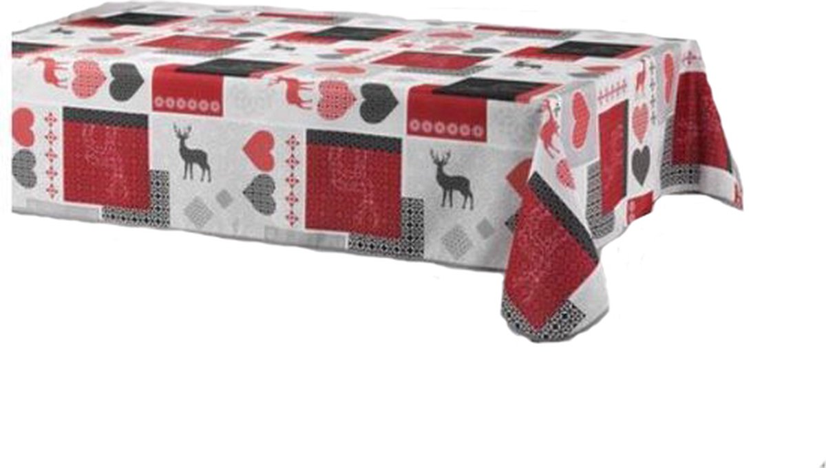 Tafelkleed Rechthoek Rendier – Anti-vlek en Anti-kreuk – Rood 150x240 cm