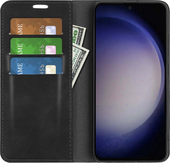 Coque Samsung Galaxy S24 - Bookcase portefeuille de Luxe (fermeture magnétique) - Zwart - Étui de téléphone portable - Étui de téléphone adapté pour Samsung Galaxy S24