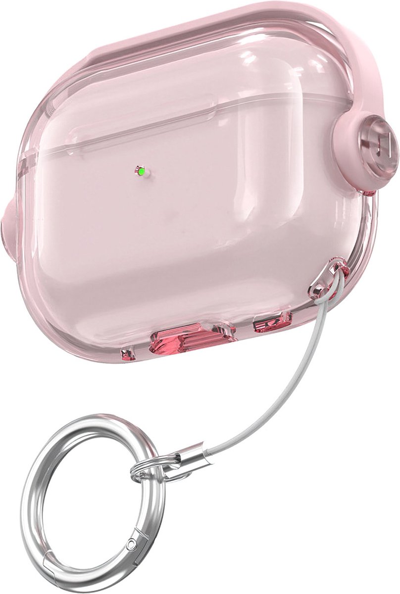 Ainy - PRO Case met sleutelhanger roze - Geschikt voor Apple Airpods Pro 2 / Pro 1 | case met keycord | schokbestendig | Uitsparing voor oplaadpoort & draadloos opladen ondersteund | cadeau voor haar