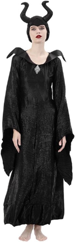Costume Méchante Reine Sorcière Pour Fille - Ensemble 5 Pièces Avec Diadème Cornu, Ailes Et Manches Dentelle (Halloween, Carnaval)