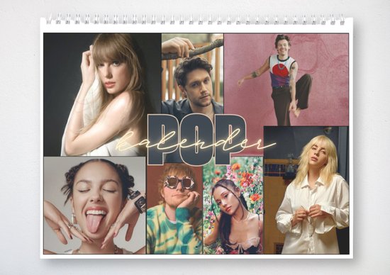 Kalender Iconische Popsterren - Billie Eilish - Taylor Swift - Harry Styles - Olivia Rodrigo - Pop kalender - Verjaardagskalender - Kalender 2025 - Wandkalender - A5 - Cadeau - Met ophanghaakje