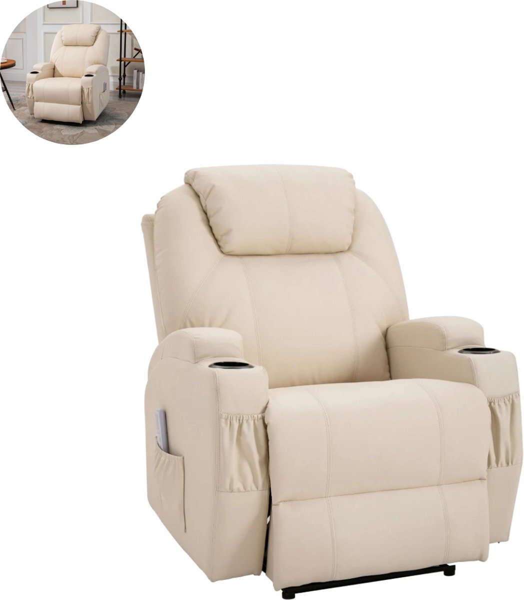 GranMaison Massagestoel Relaxfauteuil Beige Elektrisch