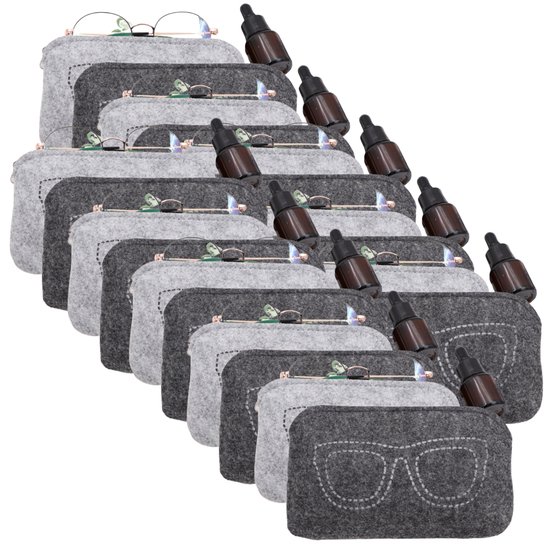 green-goose® Étui à lunettes en Feutre Étui à lunettes Étui à lunettes - 20 pièces - 17x10 cm - Avec porte-clés - Feutre durable