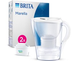 BRITA waterfilterkan Marella Cool white (2,4L) incl. 2x MAXTRA PRO All-in-1 filter die PFAS*, chloor en kalkaanslag vermindert - past in de koelkastdeur- met digitale vervangingsindicator