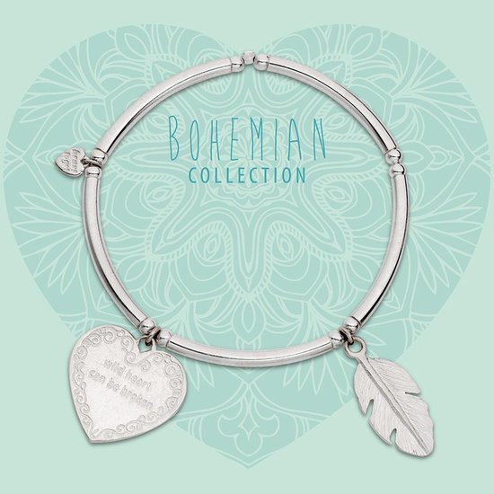 climax Geaccepteerd onbetaald Heart to Get 925 Sterling Zilveren Bohemian Feather and Heart Armband -  Zilver | bol.com