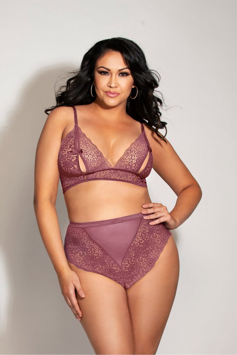 Seven 'til Midnight Bralette set - Kant - Roze - One size Queen