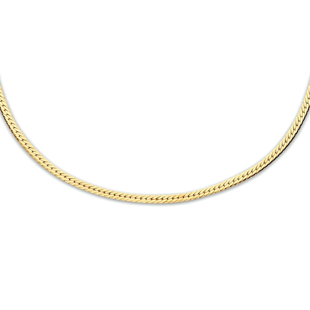 zilver verguld (geel) collier slang plat 1,7 mm 40 + 5 cm 3 micron 2103150