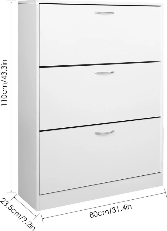Schoenenkast met 3 Kleppen en 6 Legplanken - Elegante Opbergruimte voor de Hal