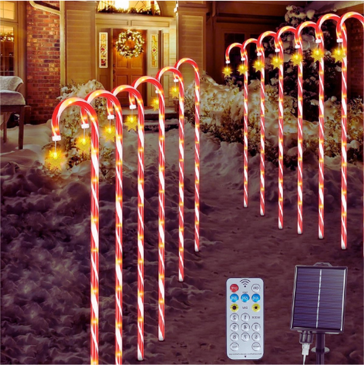 6 Solar Kerst Candy Cane Pathway Lights Met Sneeuwvlok Zonne Lichten - 8 Modi Waterdichte Tuinverlichting Voor Gazon Tuin Terras - Perfect Voor Kerstdecoratie Buiten