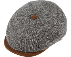 Winterpet Flatcap met voering, 8-Panel Fiebig Cap grijs gemeleerd maat 59