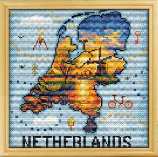 Borduurpakket Awesome Pattern Studio - Nederland - Windmolens Kinderdijk - Geschikt voor beginners/inclusief Nederlandse gebruiksaanwijzing