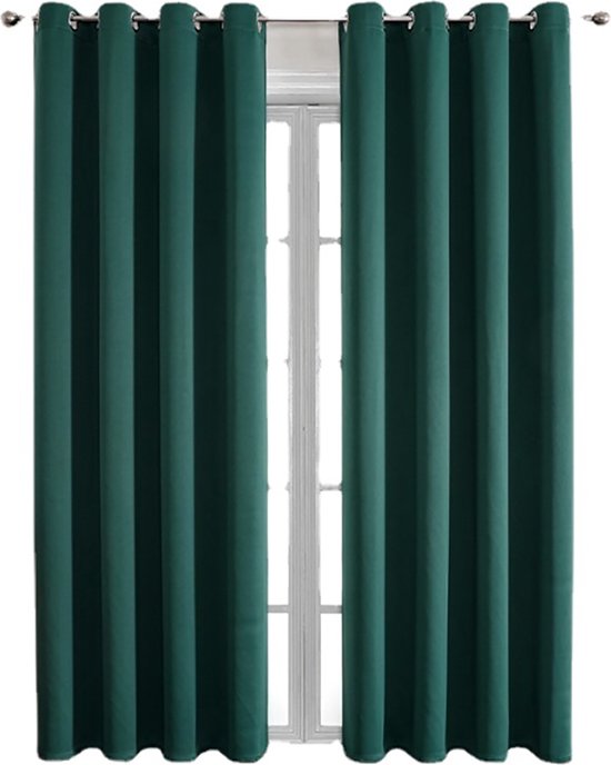 1 Stuk - Gordijn - Verduisterend - 132x160cm - donkergroen - Polyester