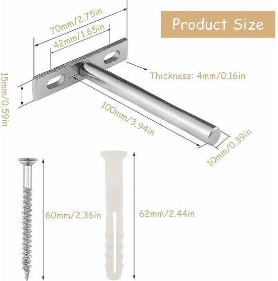 BEJOY 4 stuks Heavy Duty Plankbeugels voor Planken, Industriële Pijpbeugel 17 cm, Vintage Brons Ijzeren Muurmontage Pijpplankbeugel, Rustieke Thuis Pijpplank, Brons