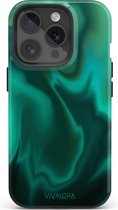 VivaLora Coque rigide pour iPhone 14 Pro avec MagSafe – Imprimé aurores boréales – Coque de téléphone 2 en 1 – Coque rigide et coque arrière en Siliconen – Protection Extra – Coque antichoc – Vert/ Blauw