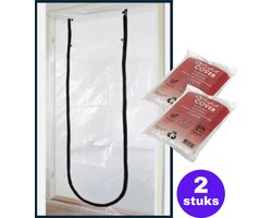 Perfect Cover® 2 Stuks Stofdeur U met Rits - 2,4 m x 1,2 m - Deurhoes tegen Stof - Zelfklevend - Stofvrije Verbouwingen - Transparant