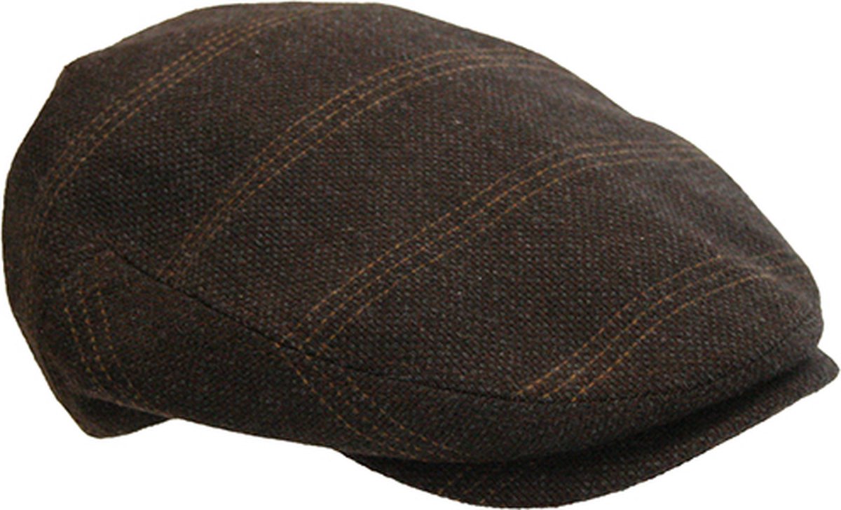 Winterpet met voering Flatcap Faustmann bruin met licht streepje mt 56
