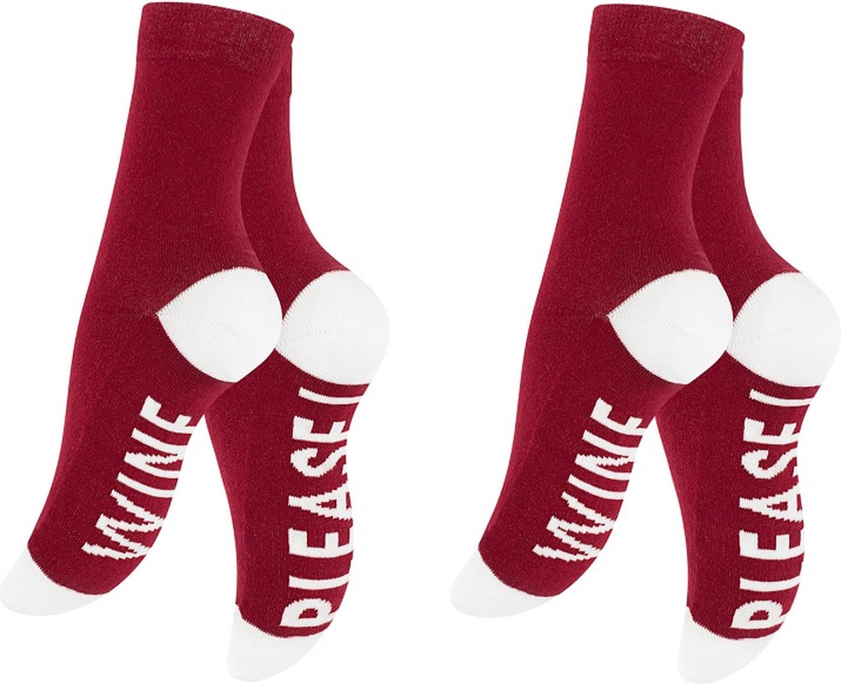 Vincent Creation - Wine Please - Wijn - Sokken - Damessokken - 2 paar - Maat 36-40